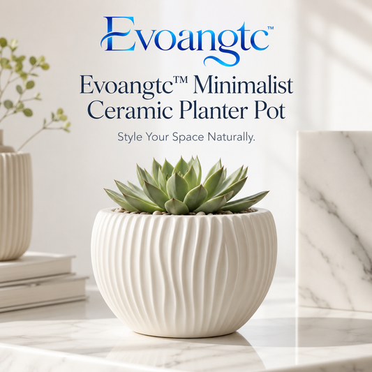 Evoangtc™ Minimalist Ceramic Planter Pot – Indoor Modern Flower Vase, Succulent & Herb Holder