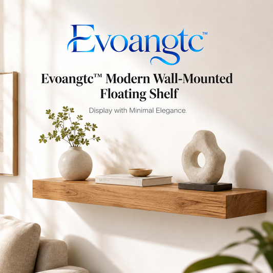 Evoangtc™ Modern Wall-Mounted Floating Shelf – Solid Wood Storage, Minimalist Home Display