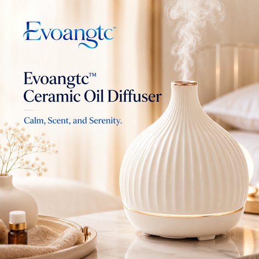 Evoangtc™ Ceramic Oil Diffuser – Ultrasonic Essential Oil Humidifier, Relaxation & Aromatherapy